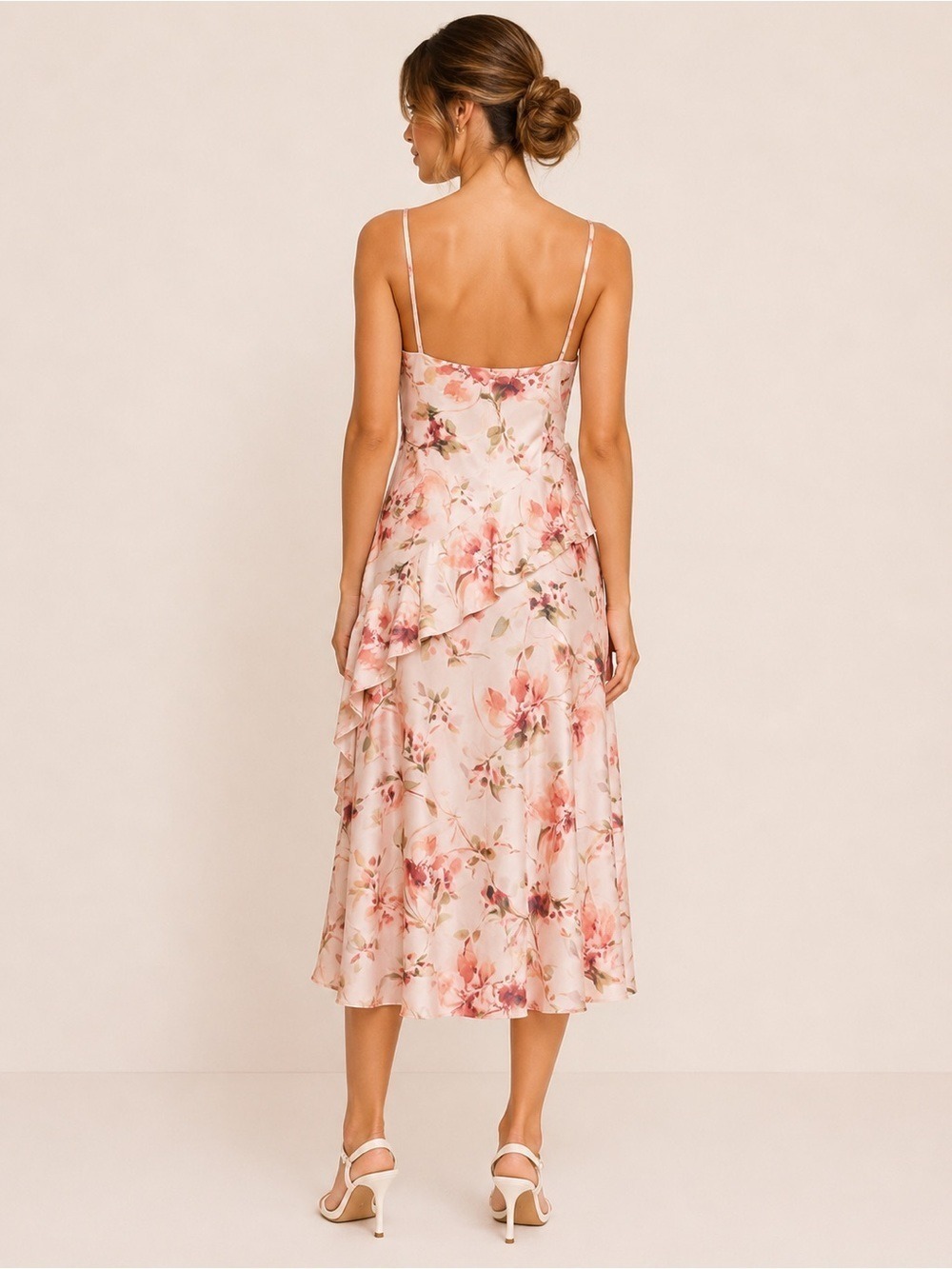 Laundry by Shelli Segal Watercolor Floral Cowl Neck Midi Dress Size 6 - Picture 2 of 8